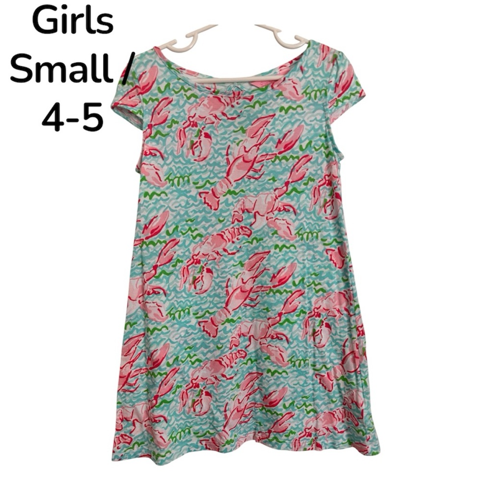 Lilly Pulitzer Girls Cap Sleeve Dress Lobstah Roll Size Medium S (4-5)